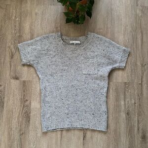 UK Style by French Connection Marled Natural Heather Acrylic Wool Short Sleeve